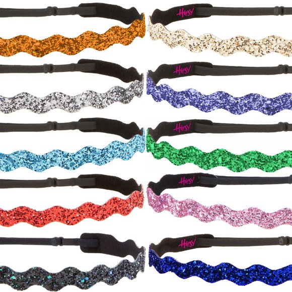 Hipsy Gift 10-pack Bling Glitter Adjustable No Slip Wave Bold Colors Headbands main image 10